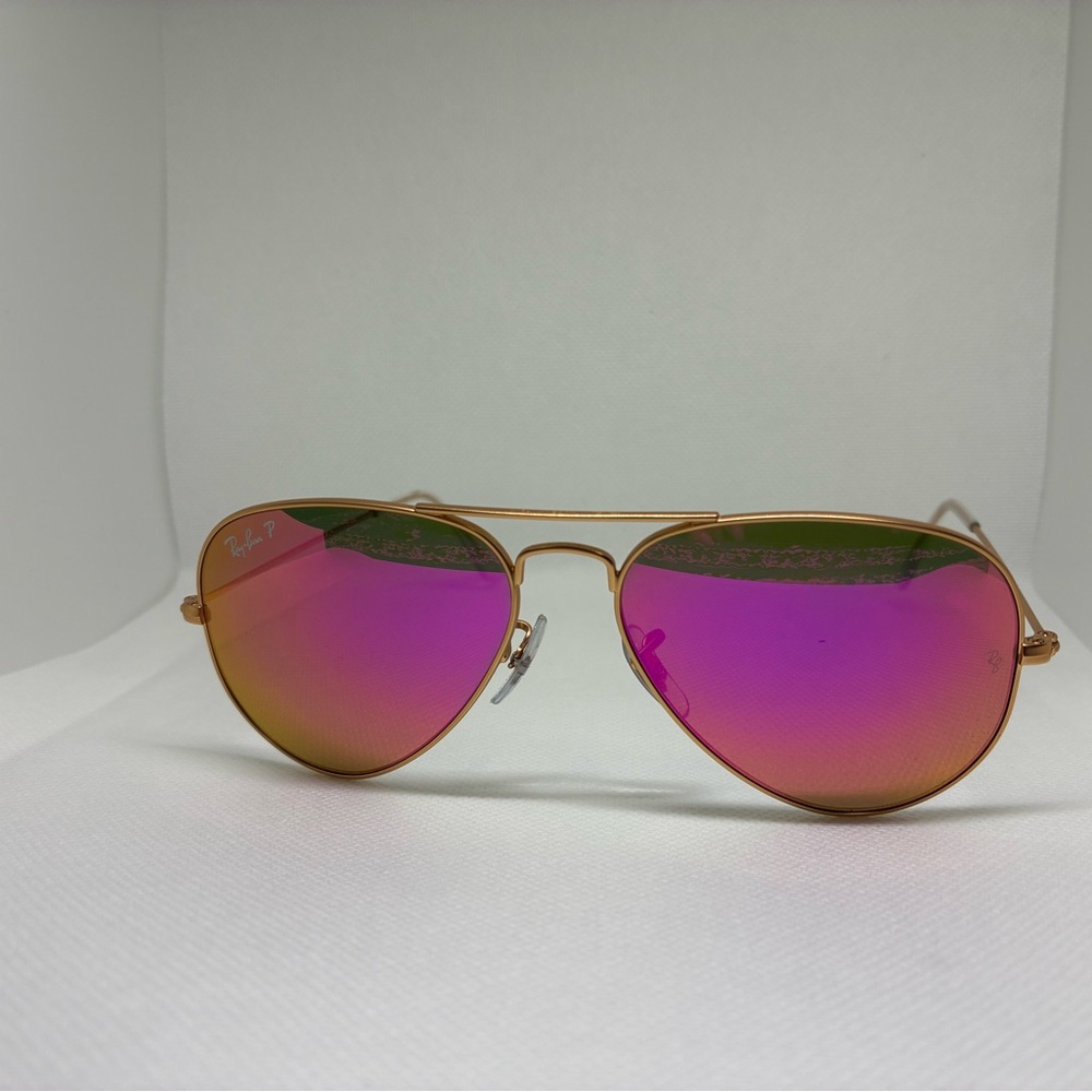 Ray-Ban Gold Frame Sunglasses with Pink Lenses